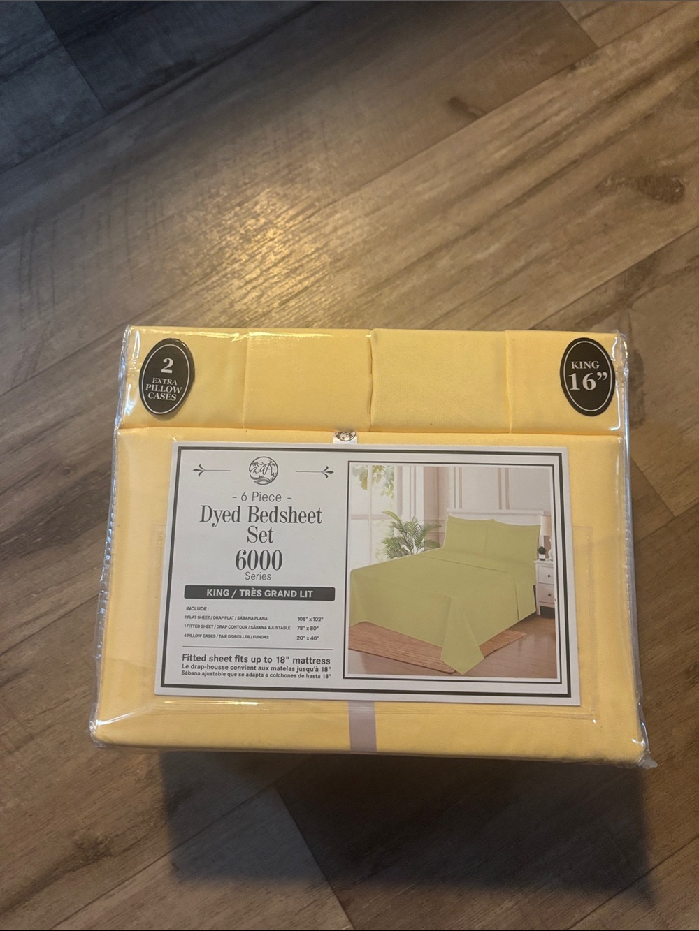 6000 Series King Dyed Bedsheet Set in Pale Yellow